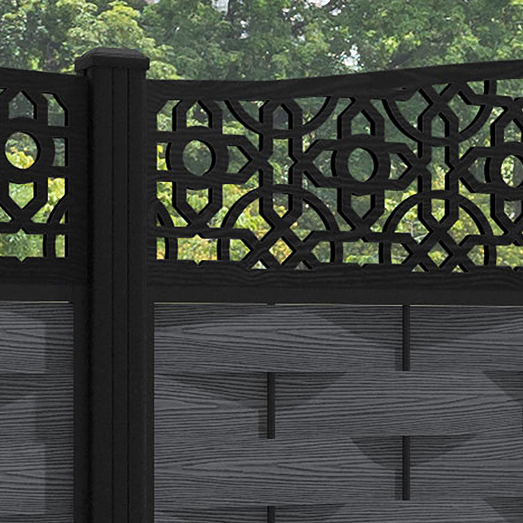 Ripple Nabila Curved Top Fence Panel - Dark Grey - with our aluminium posts