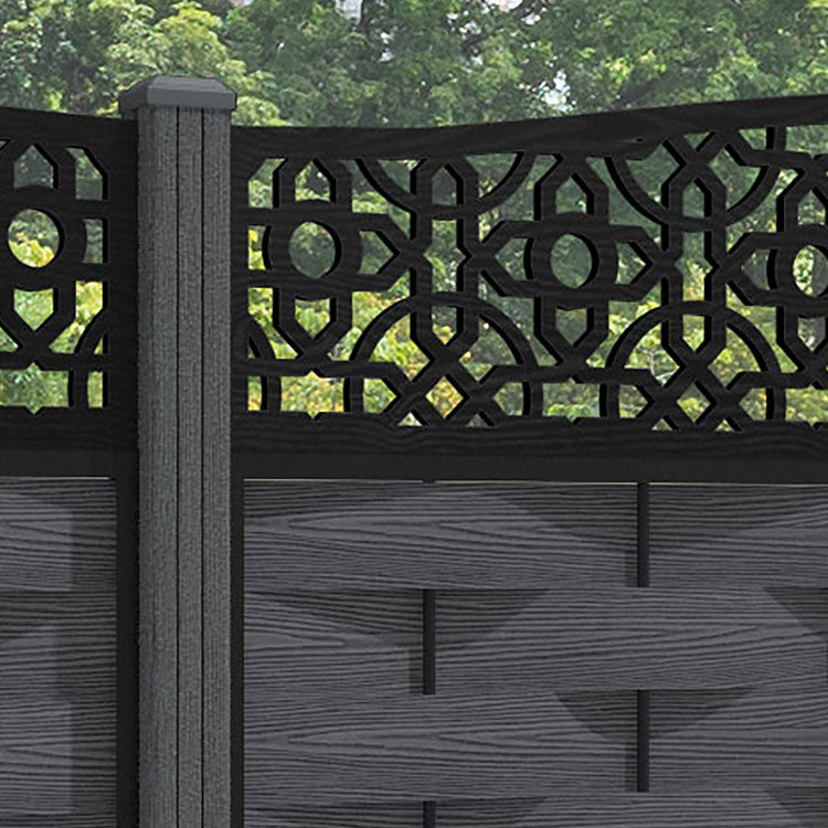 Ripple Nabila Curved Top Fence Panel - Dark Grey - with our composite posts
