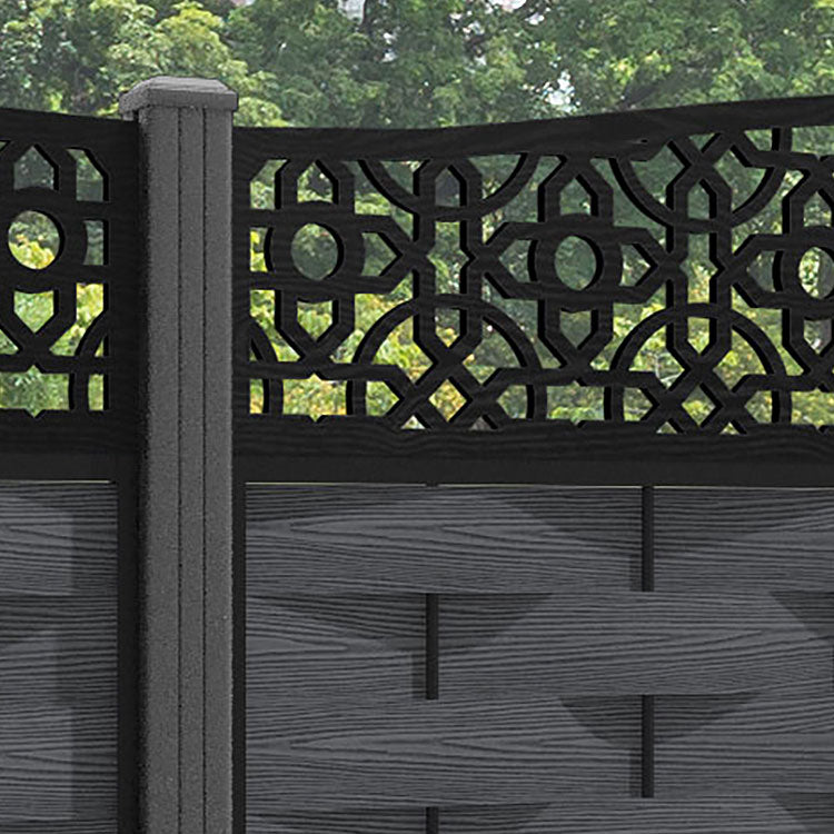 Ripple Nabila Curved Top Fence Panel - Dark Grey - with our aluminium posts
