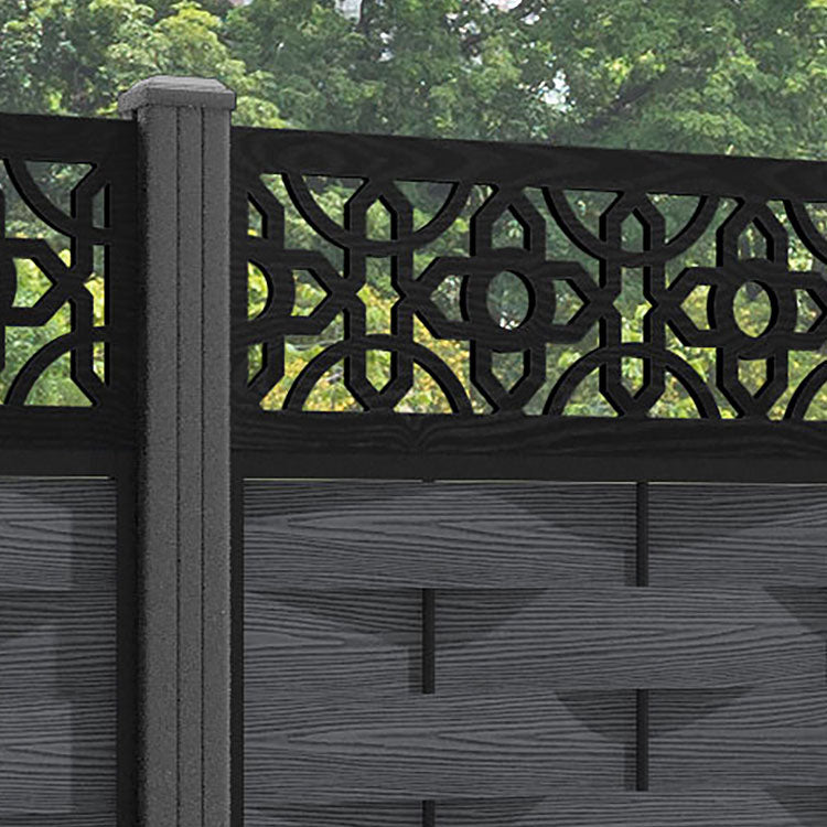 Ripple Nabila Fence Panel - Dark Grey - with our aluminium posts