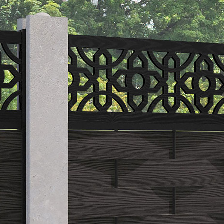 Ripple Nabila Fence Panel - Dark Oak - for existing concrete posts