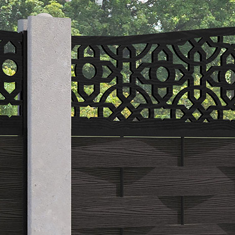 Ripple Nabila Curved Top Fence Panel - Dark Oak - for existing concrete posts