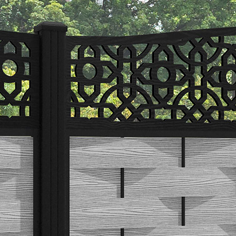 Ripple Nabila Curved Top Fence Panel - Light Grey - with our aluminium posts