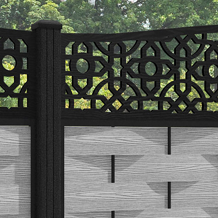 Ripple Nabila Curved Top Fence Panel - Light Grey - with our composite posts