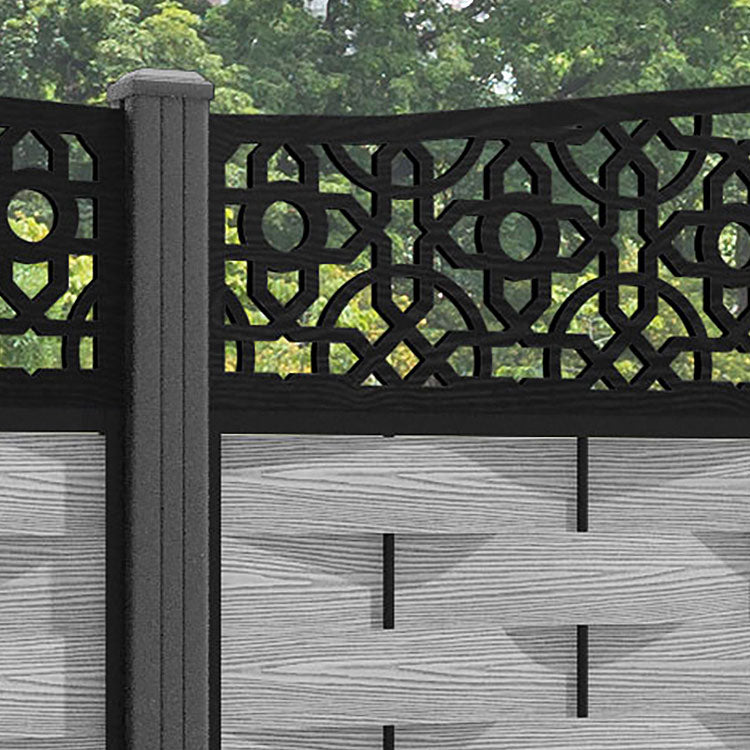 Ripple Nabila Curved Top Fence Panel - Light Grey - with our aluminium posts