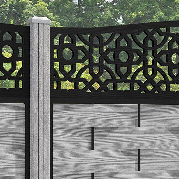 Ripple Nabila Curved Top Fence Panel - Light Grey - with our composite posts