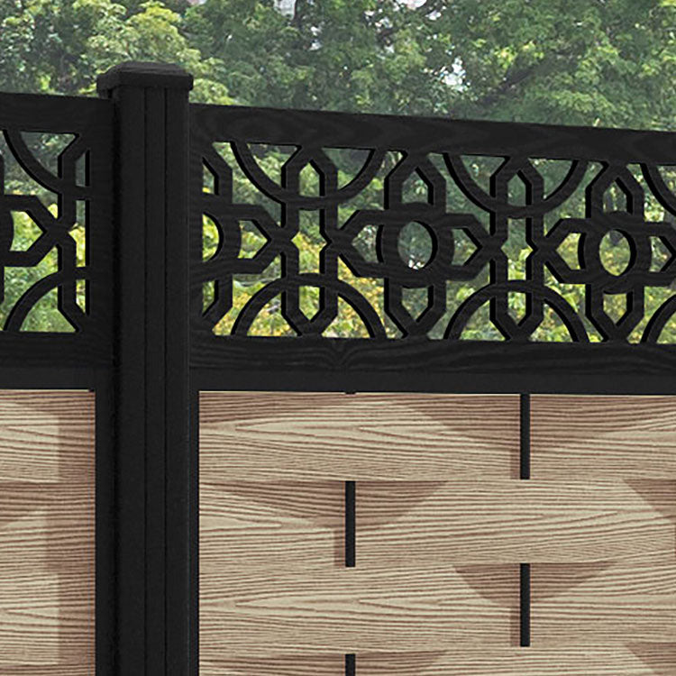 Ripple Nabila Fence Panel - Light Oak - with our aluminium posts