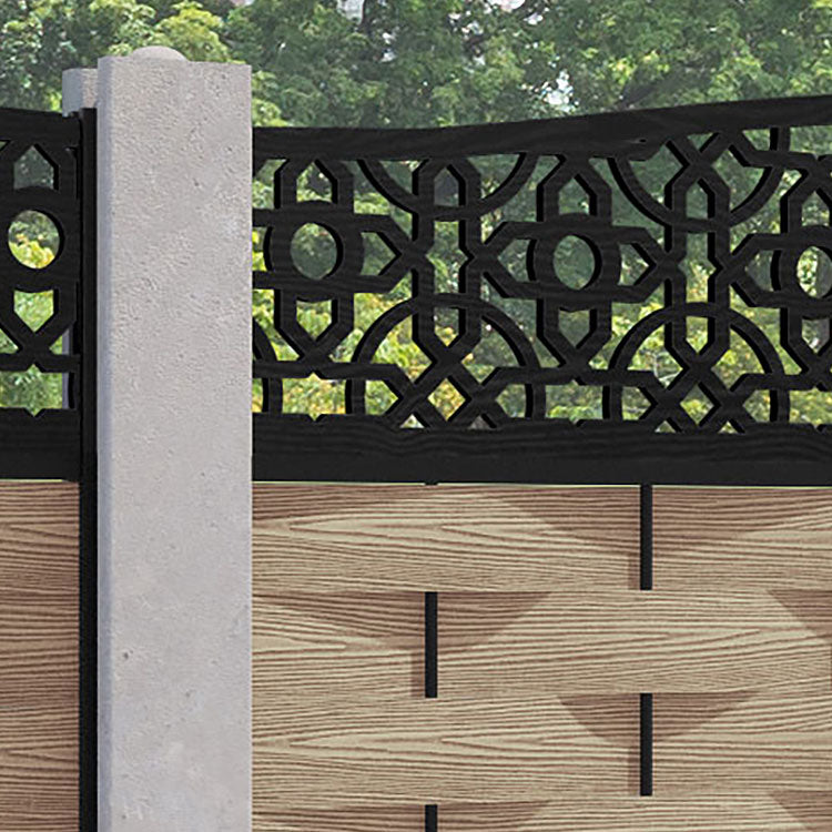 Ripple Nabila Curved Top Fence Panel - Light Oak - for existing concrete posts