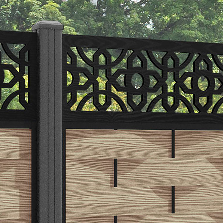 Ripple Nabila Fence Panel - Light Oak - with our aluminium posts