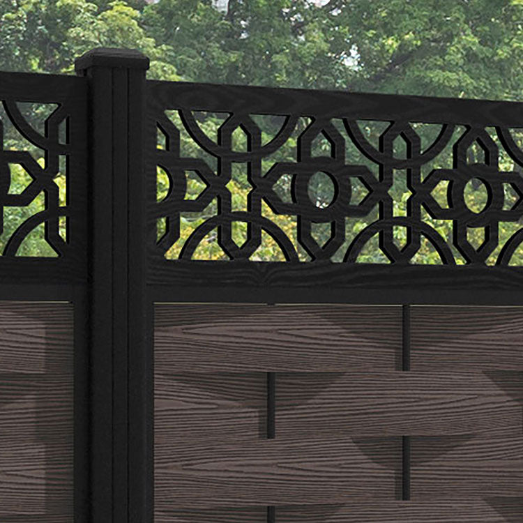 Ripple Nabila Fence Panel - Mid Brown - with our aluminium posts