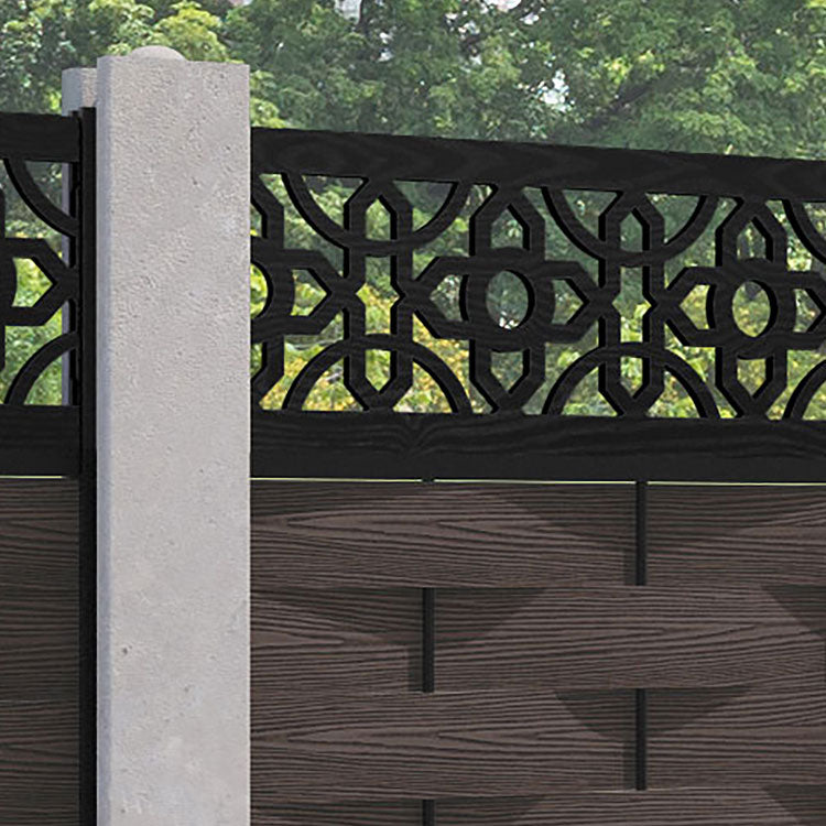 Ripple Nabila Fence Panel - Mid Brown - for existing concrete posts