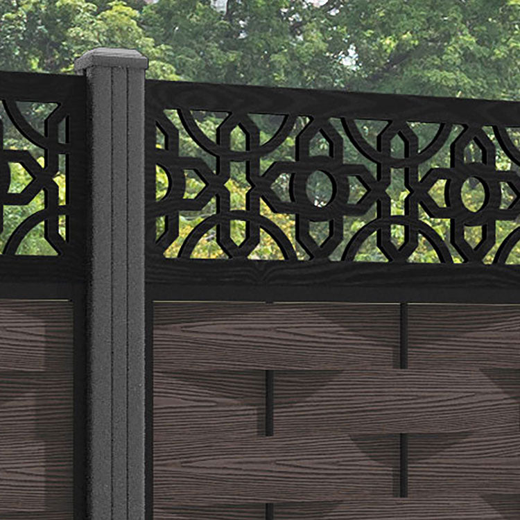 Ripple Nabila Fence Panel - Mid Brown - with our aluminium posts