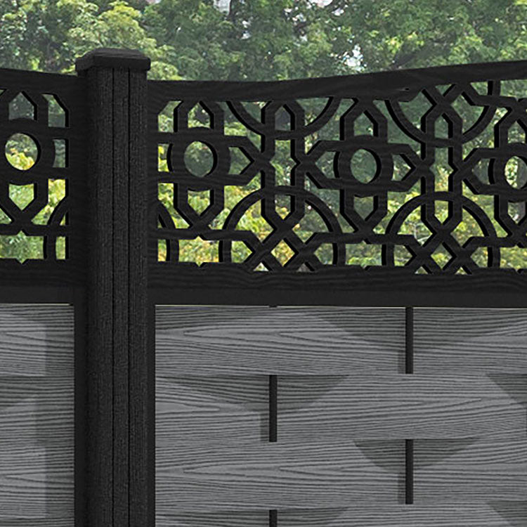 Ripple Nabila Curved Top Fence Panel - Mid Grey - with our composite posts