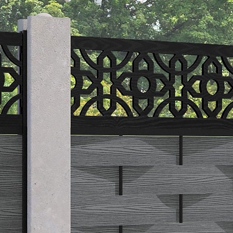 Ripple Nabila Fence Panel - Mid Grey - for existing concrete posts