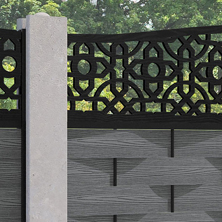 Ripple Nabila Curved Top Fence Panel - Mid Grey - for existing concrete posts