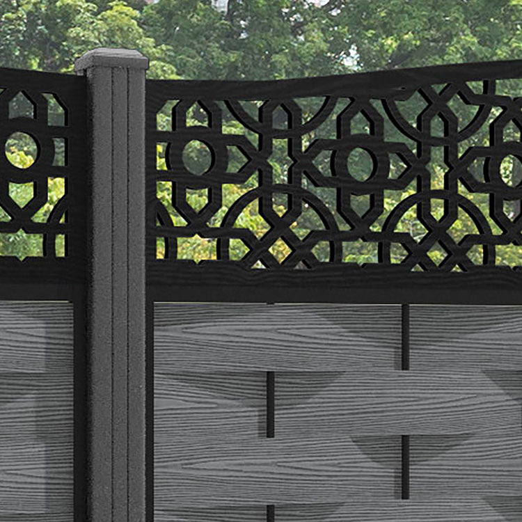 Ripple Nabila Curved Top Fence Panel - Mid Grey - with our aluminium posts