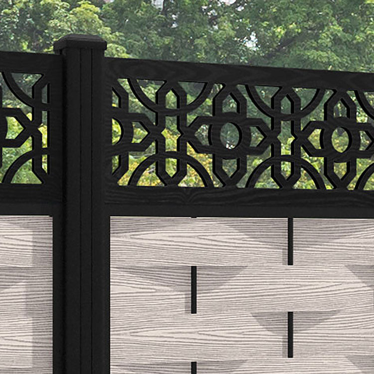 Ripple Nabila Fence Panel - Mid Stone - with our aluminium posts