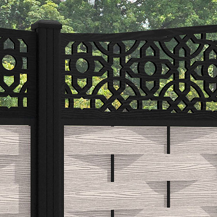 Ripple Nabila Curved Top Fence Panel - Mid Stone - with our aluminium posts