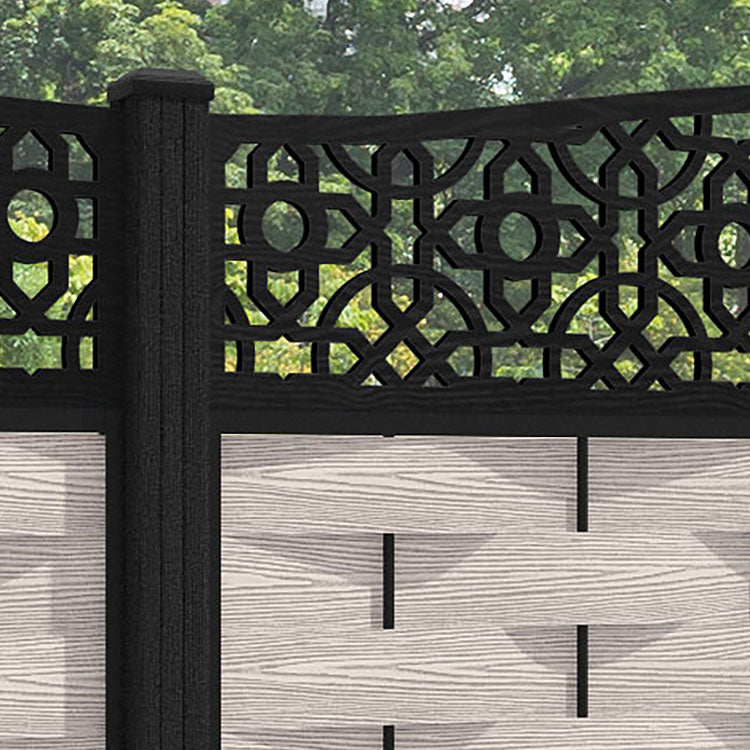 Ripple Nabila Curved Top Fence Panel - Mid Stone - with our composite posts