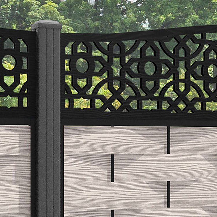 Ripple Nabila Curved Top Fence Panel - Mid Stone - with our aluminium posts