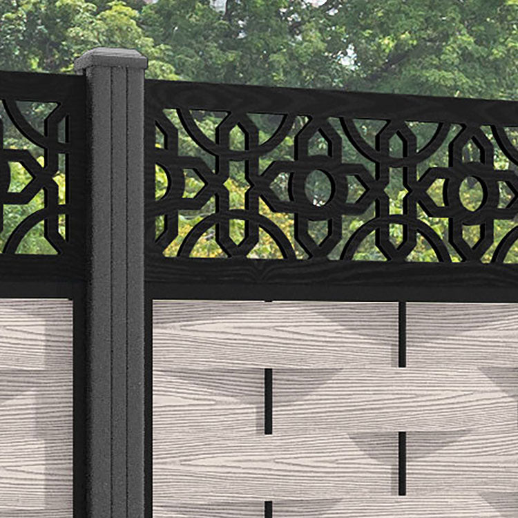 Ripple Nabila Fence Panel - Mid Stone - with our aluminium posts