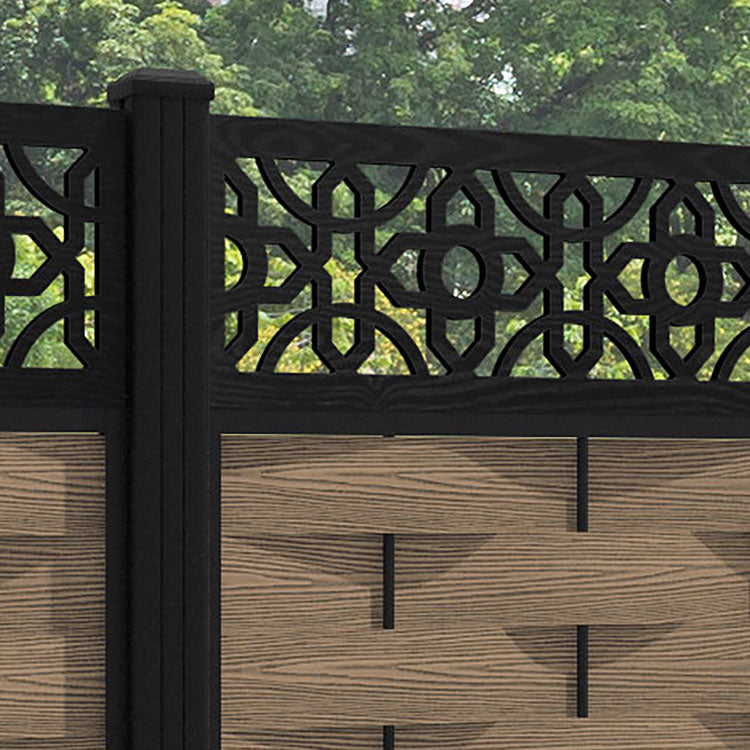 Ripple Nabila Fence Panel - Teak - with our aluminium posts