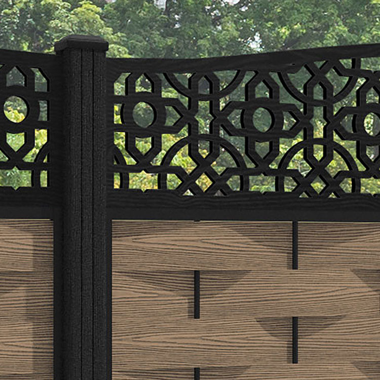 Ripple Nabila Curved Top Fence Panel - Teak - with our composite posts