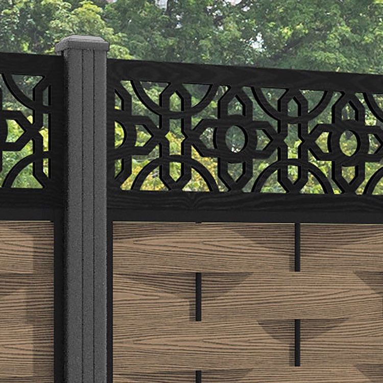 Ripple Nabila Fence Panel - Teak - with our aluminium posts