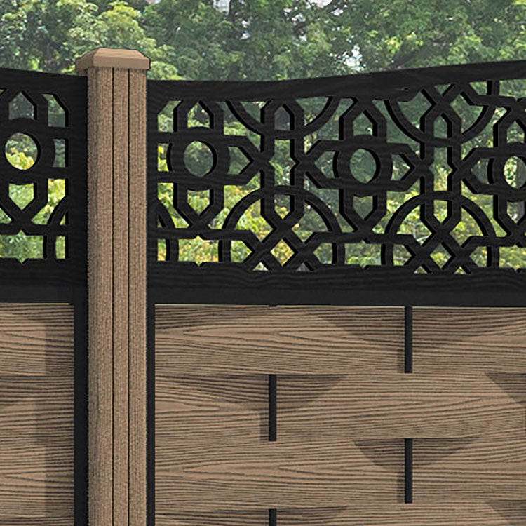 Ripple Nabila Curved Top Fence Panel - Teak - with our composite posts