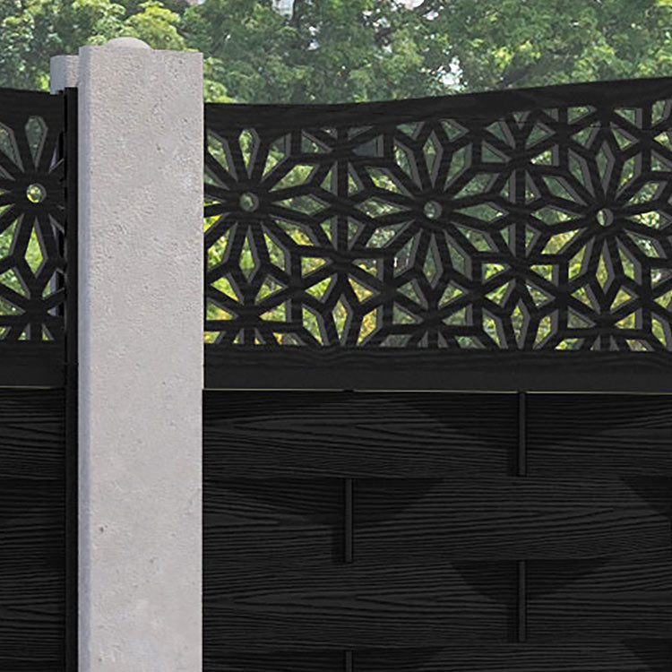 Ripple Narwa Curved Top Fence Panel - Black - for existing concrete posts