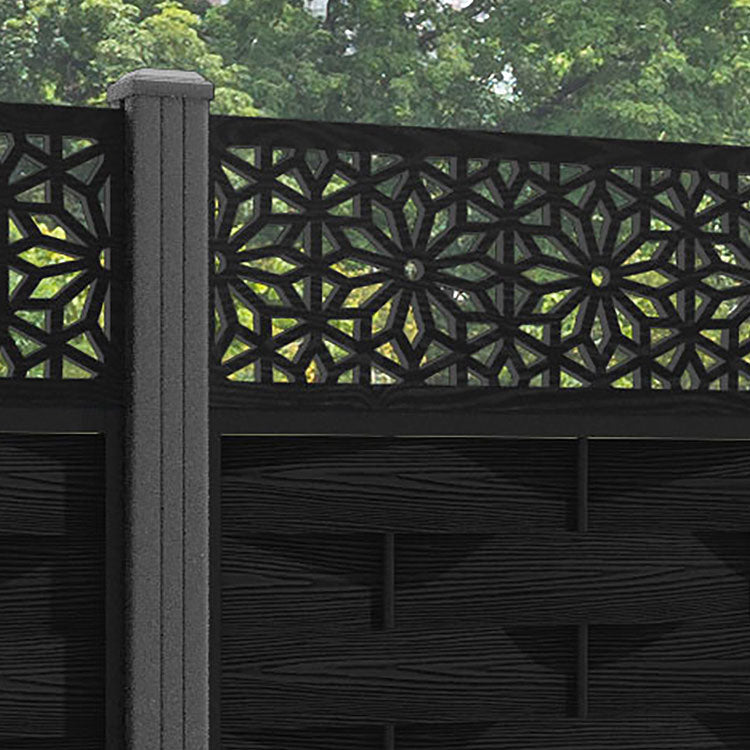 Ripple Narwa Fence Panel - Black - with our aluminium posts