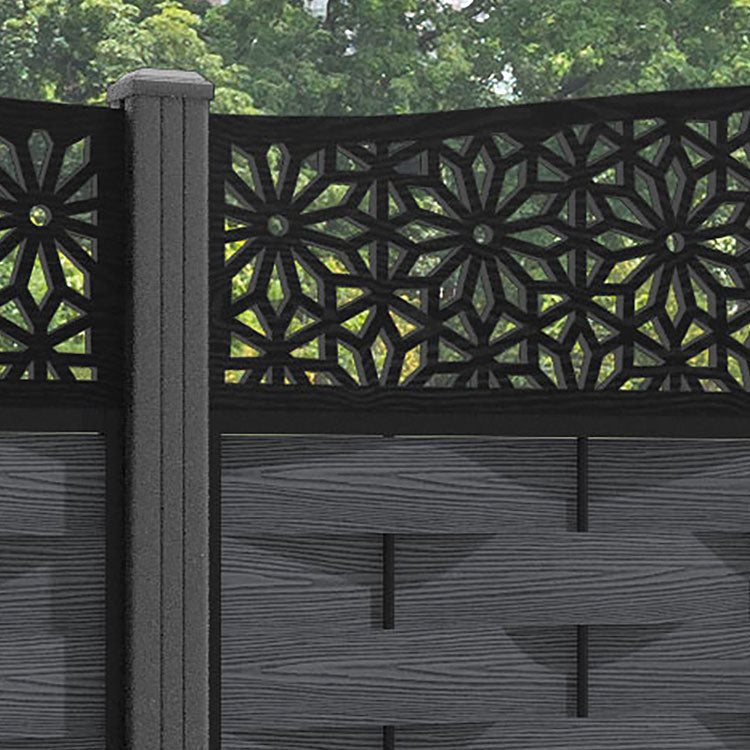 Ripple Narwa Curved Top Fence Panel - Dark Grey - with our aluminium posts
