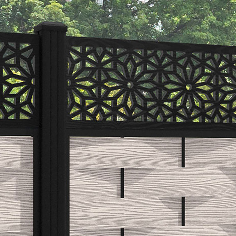 Ripple Narwa Fence Panel - Mid Stone - with our aluminium posts