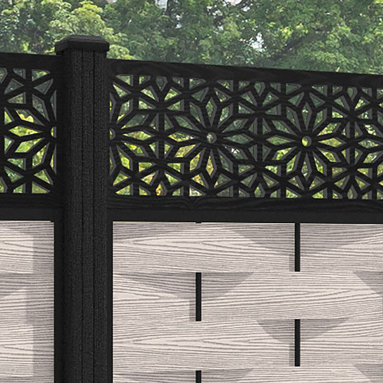 Ripple Narwa Fence Panel - Mid Stone - with our composite posts