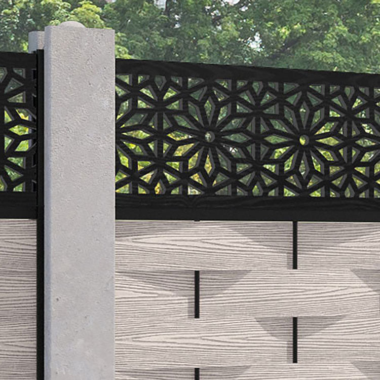 Ripple Narwa Fence Panel - Mid Stone - for existing concrete posts