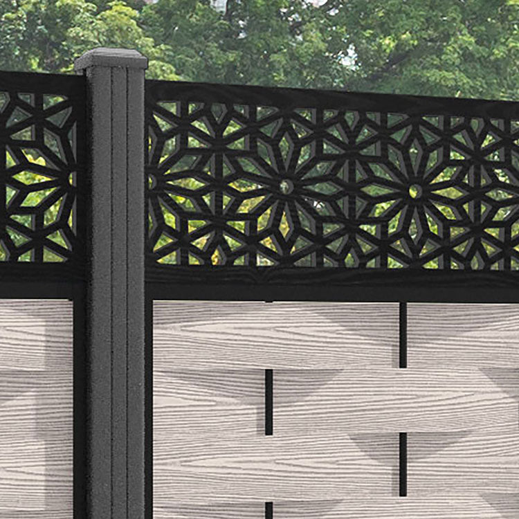 Ripple Narwa Fence Panel - Mid Stone - with our aluminium posts