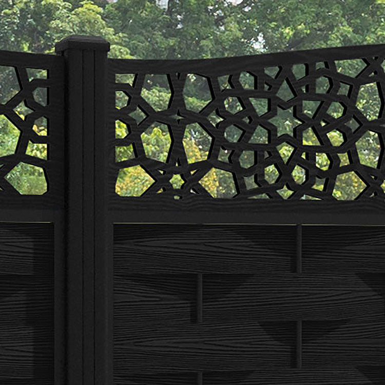 Ripple Nazira Curved Top Fence Panel - Black - with our aluminium posts