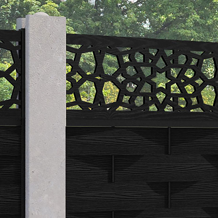 Ripple Nazira Fence Panel - Black - for existing concrete posts