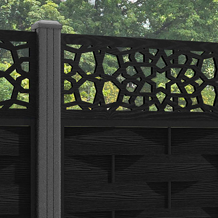 Ripple Nazira Fence Panel - Black - with our aluminium posts