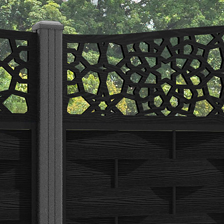 Ripple Nazira Curved Top Fence Panel - Black - with our aluminium posts