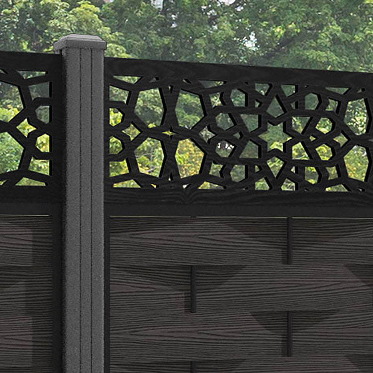 Ripple Nazira Fence Panel - Dark Oak - with our aluminium posts
