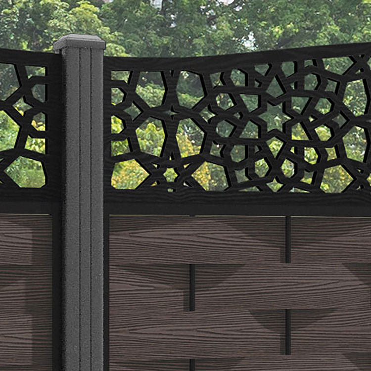 Ripple Nazira Curved Top Fence Panel - Mid Brown - with our aluminium posts