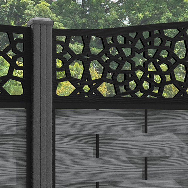 Ripple Nazira Curved Top Fence Panel - Mid Grey - with our aluminium posts