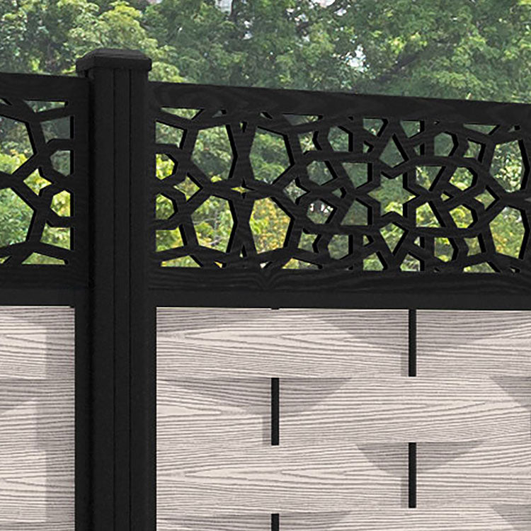 Ripple Nazira Fence Panel - Mid Stone - with our aluminium posts