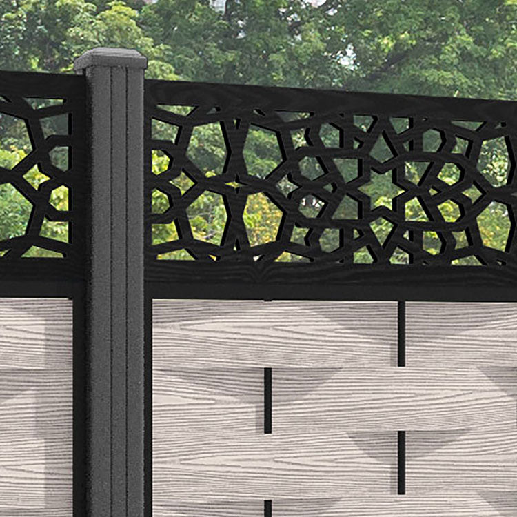 Ripple Nazira Fence Panel - Mid Stone - with our aluminium posts