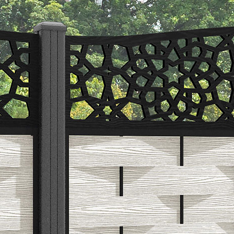 Ripple Nazira Curved Top Fence Panel - Light Stone - with our aluminium posts
