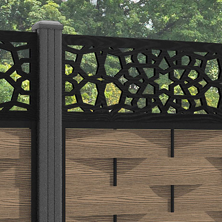 Ripple Nazira Fence Panel - Teak - with our aluminium posts