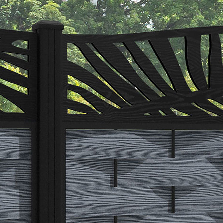 Ripple Plume Curved Top Fence Panel - Anthracite - with our aluminium posts