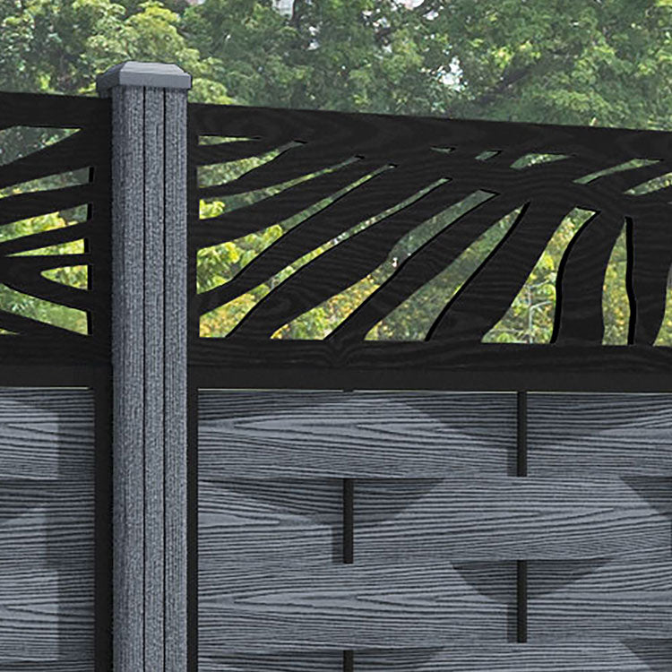 Ripple Palm Fence Panel - Anthracite - with our composite posts