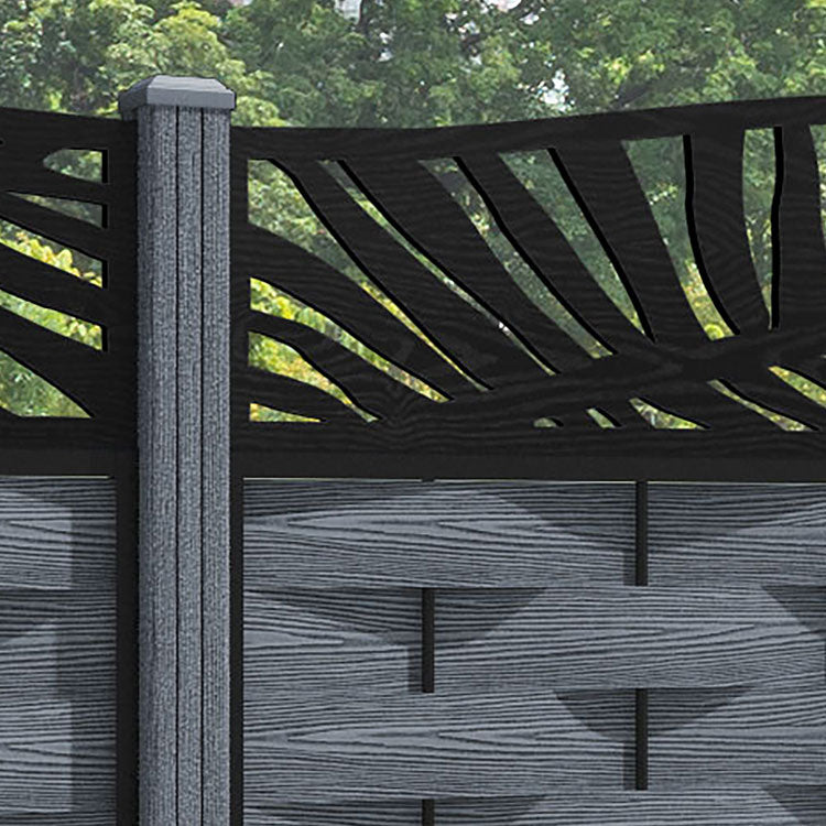 Ripple Plume Curved Top Fence Panel - Anthracite - with our composite posts